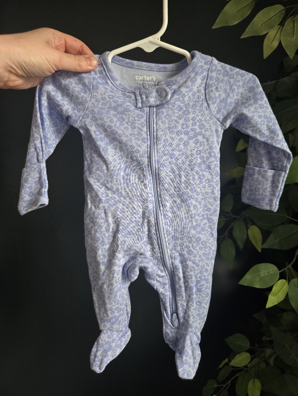 Carter's Light Purple Floral Zip-Up Footed Pajamas Newborn
